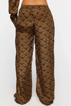 Ornate Print Wide-Leg Pants