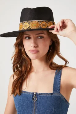 Ornate-Trim Brushed Fedora