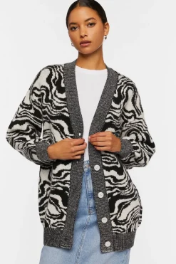 Oversized Abstract Cardigan Sweater