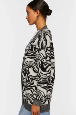 Oversized Abstract Cardigan Sweater