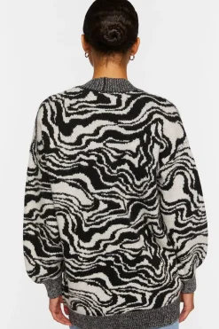 Oversized Abstract Cardigan Sweater