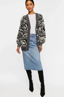 Oversized Abstract Cardigan Sweater