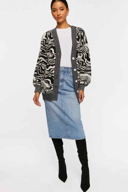 Oversized Abstract Cardigan Sweater