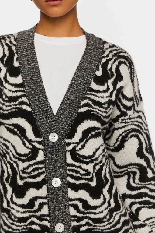 Oversized Abstract Cardigan Sweater