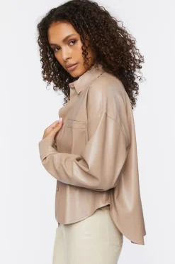 Oversized Faux Leather Shirt