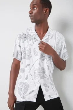 Paisley Print Button-Front Shirt