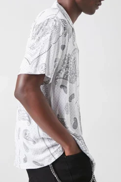 Paisley Print Button-Front Shirt
