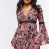 Paisley Print Chiffon Mini Dress