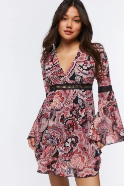 Paisley Print Chiffon Mini Dress