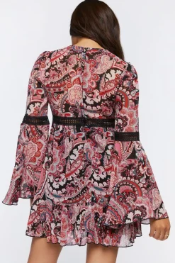 Paisley Print Chiffon Mini Dress