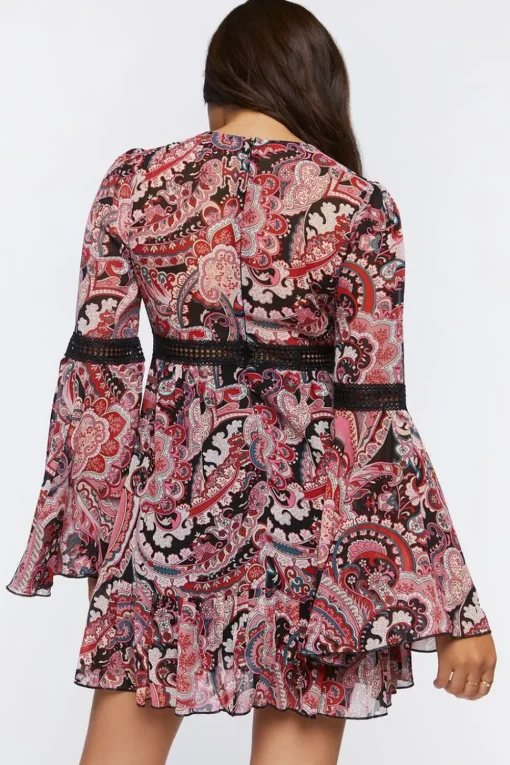 Paisley Print Chiffon Mini Dress