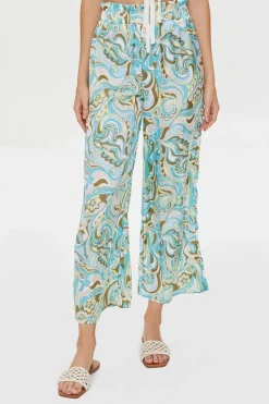 Paisley Print Paperbag Satin Pants