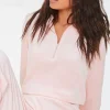 Pajama Half-Zip Crop Top