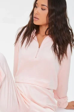Pajama Half-Zip Crop Top