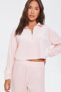 Pajama Half-Zip Crop Top