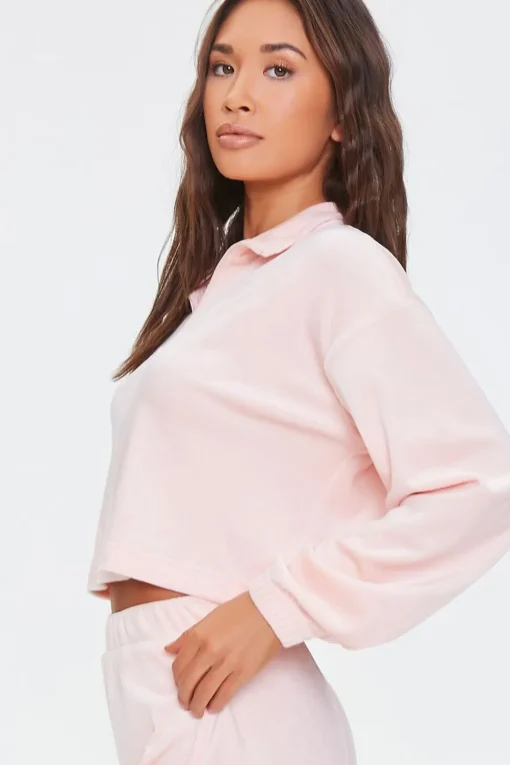Pajama Half-Zip Crop Top