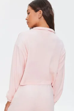 Pajama Half-Zip Crop Top