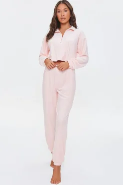 Pajama Half-Zip Crop Top