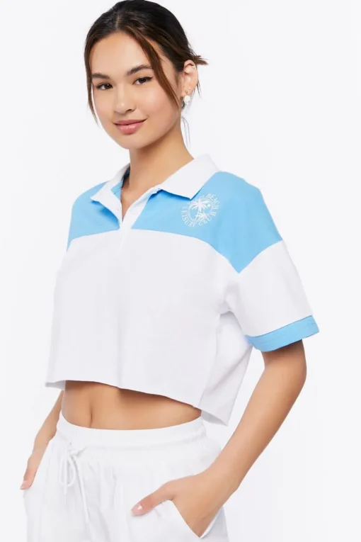 Palm Beach Graphic Cropped Polo Shirt