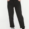Paperbag Straight-Leg Jeans