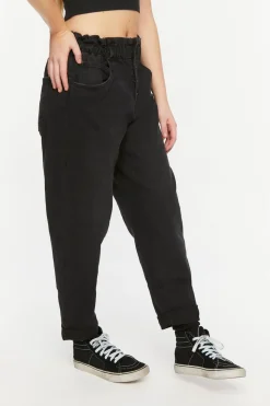 Paperbag Straight-Leg Jeans