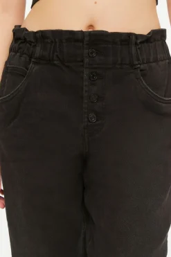 Paperbag Straight-Leg Jeans