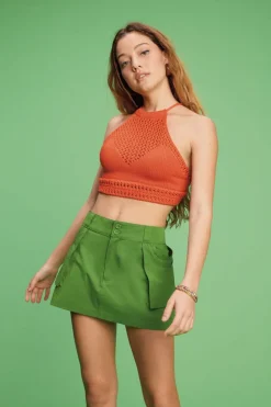 Patch Pocket A-Line Mini Skirt