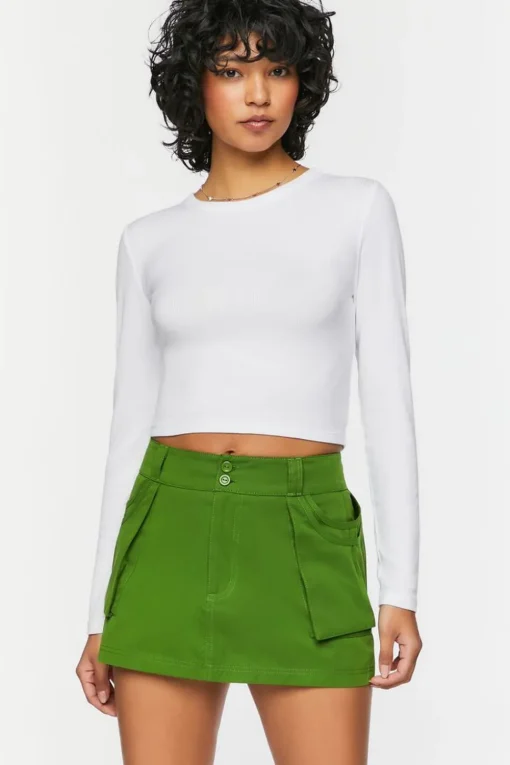 Patch Pocket A-Line Mini Skirt