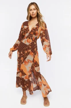 Patchwork Print Maxi Dress