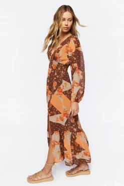 Patchwork Print Maxi Dress