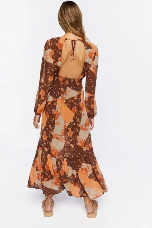 Patchwork Print Maxi Dress