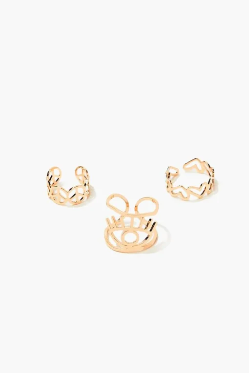 Peace Sign & Heart Toe Ring Set