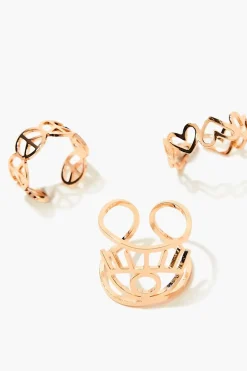Peace Sign & Heart Toe Ring Set