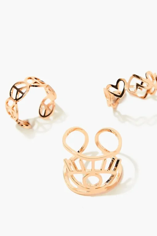 Peace Sign & Heart Toe Ring Set