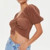 Peasant-Sleeve Crop Top