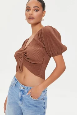 Peasant-Sleeve Crop Top