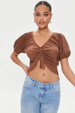 Peasant-Sleeve Crop Top