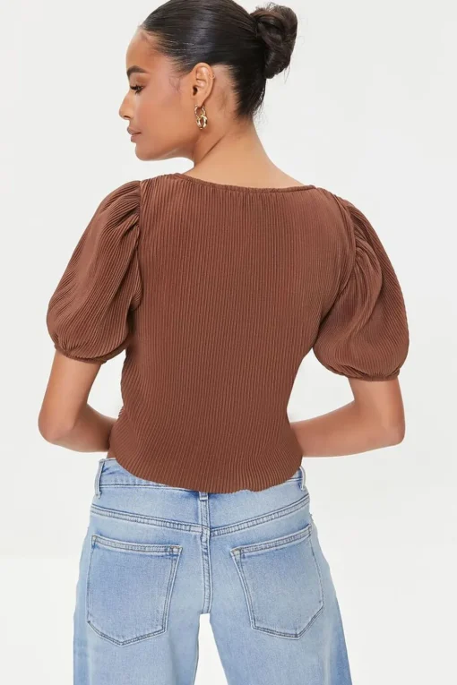Peasant-Sleeve Crop Top