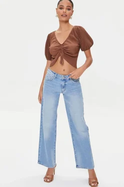 Peasant-Sleeve Crop Top