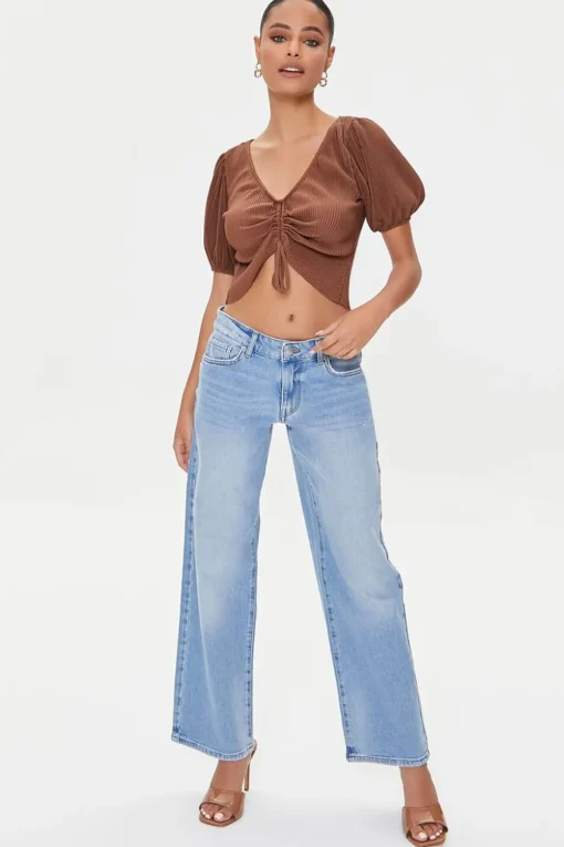 Peasant-Sleeve Crop Top