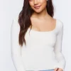 Picot-Trim Long-Sleeve Top