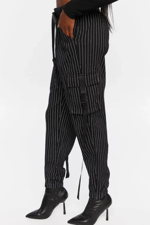 Pinstripe Belted Cargo Pants