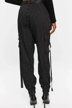 Pinstripe Belted Cargo Pants