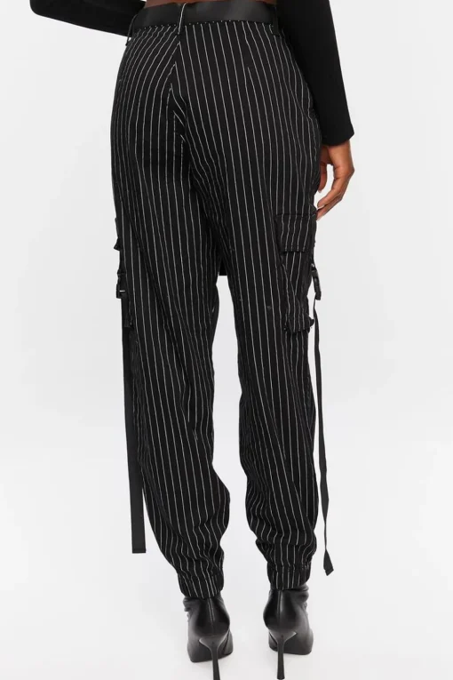 Pinstripe Belted Cargo Pants