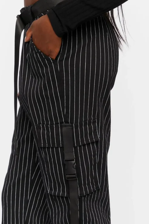 Pinstripe Belted Cargo Pants