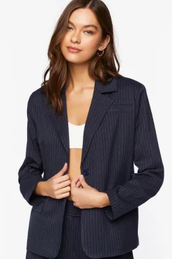 Pinstripe Single-Breasted Blazer