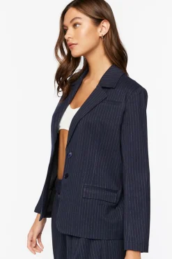 Pinstripe Single-Breasted Blazer