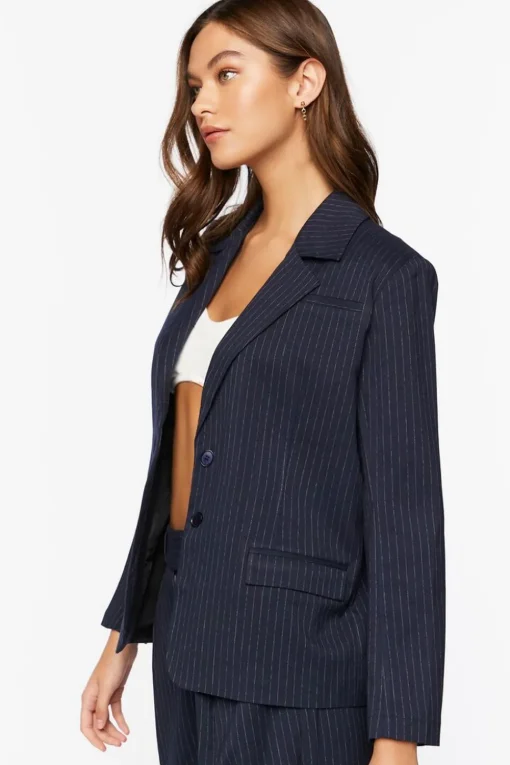 Pinstripe Single-Breasted Blazer