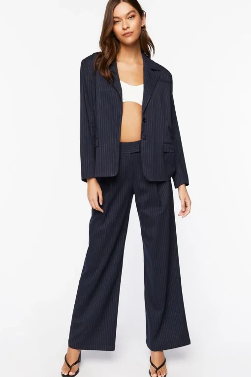 Pinstripe Single-Breasted Blazer