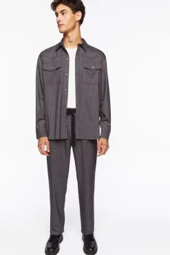 Pinstriped Belted Trousers